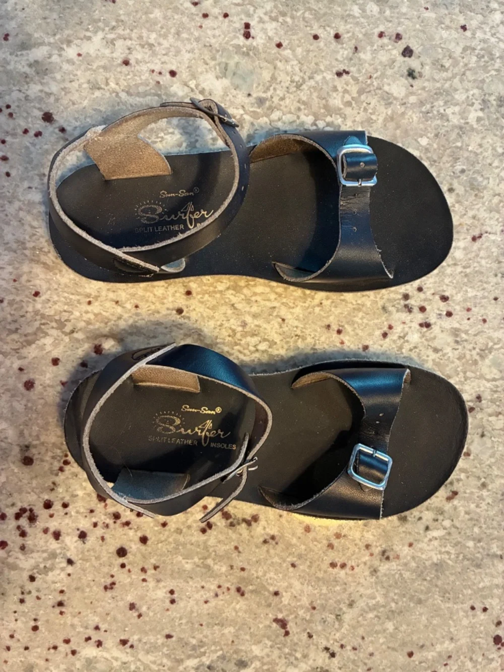Navy salt water sandals